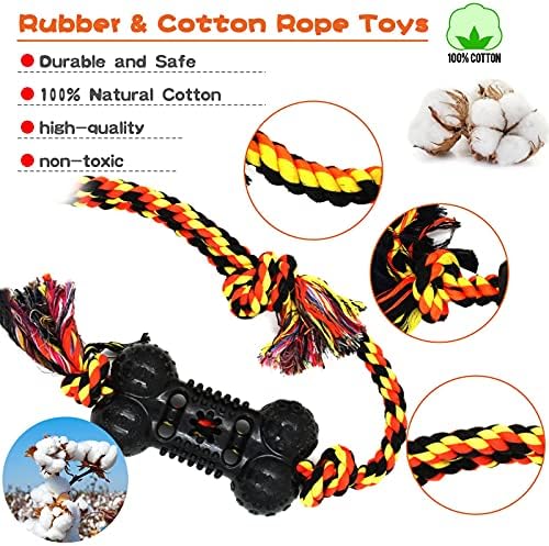 Yipetor Durable Dog Chew Toys 6 Pack, Cotton Rope Rubber Dog Toys