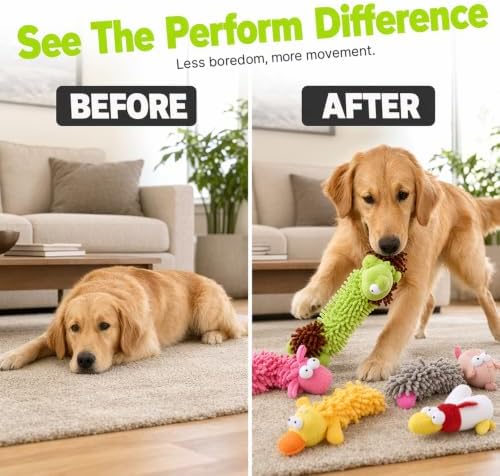 Indestructible Tough Plush Squeaky Dog Toy for Aggressive Chewers，Brown
