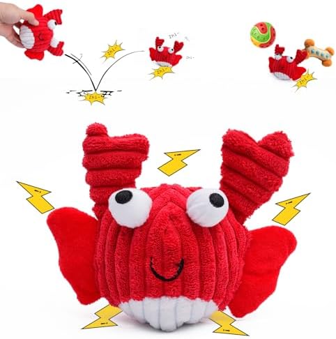 Interactive Squeaky Dog Chew Toy,No Stuffing Interactive Chew Toy for Small Medium Large Dogs, Training Reward Gift for Pets(red Crabs)