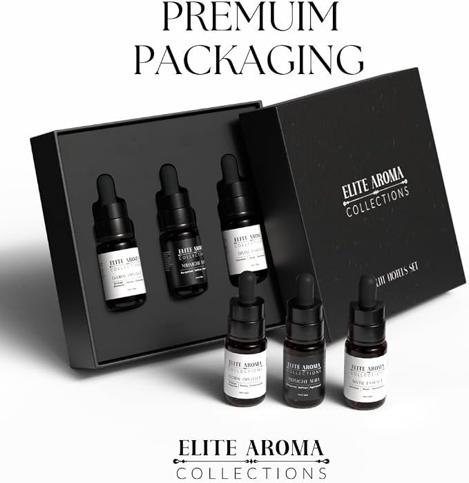 Elite Hotel Fragrance Oils Gift Set (3 Pack) - Midnight Aura, Divine Essence, Global Opulence - Luxury Hotel Scents for Diffusers & Aromatherapy - 0.3