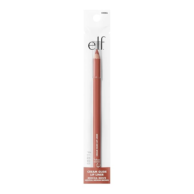e.l.f. Cream Glide Lip Liner, Highly-Pigmented Pencil For Shaping & Sculpting Lips, Semi-Matte Finish, Vegan & Cruelty-Free, Mocha Move