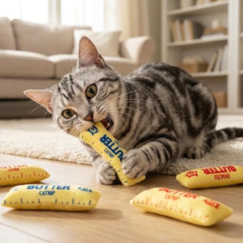 4Pcs Butter Catnip Crinkle Paper Sound Toys for Cat, Catmint Cat Toy Gift