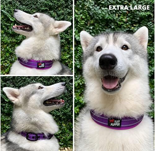 Tuff Pupper Ultra Comfort Padded Dog Collar | Thick Neoprene Padding | Ballistic Nylon Strap Dog Collar with Reflective Stitching | Durable Metal Buckle & Integrated ID Tag Holder | Waterproof Collars