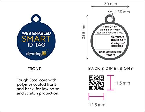 Dynotag® Web Enabled Super Pet ID Smart Tag with DynoIQ™ & Lifetime Recovery Service. Play Series: Round (Formal)