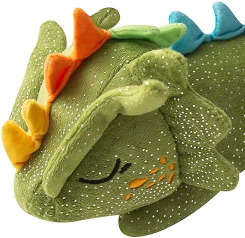 SNUG AROOZ Drowsy the Green Dragon - Plush Dog Toy, Squeaks & Crinkles, Pet Multi-Sensory Play, Recycled Material, 4x12 Soft-Cuddly Magical Companion