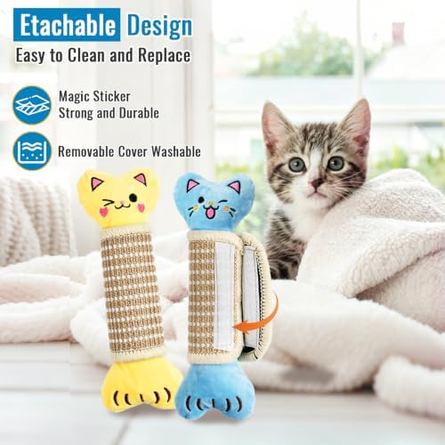 ENNOKEY Catnip Cat Toys Pillows for Indoor Kittens Kicker Chew, 9.45 Inches