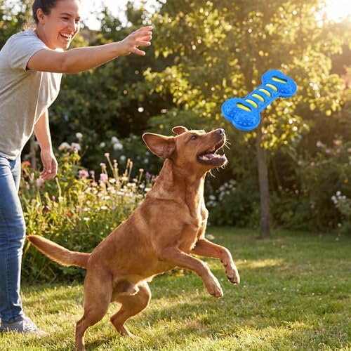 Shudyear Dog Chew Bone Toy, Interactive Chew Toy for Dental Fun, Dog Squeaky Toys for Aggressive Chewers,Small,Medium, Large Dogs