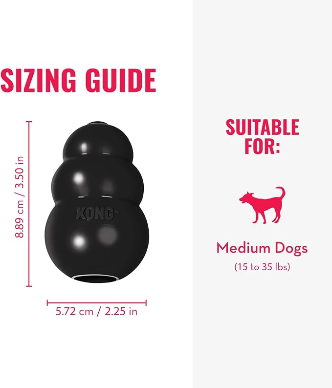 KONG Extreme Dog Toy, Durable Natural Rubber Chew, for Medium Dogs