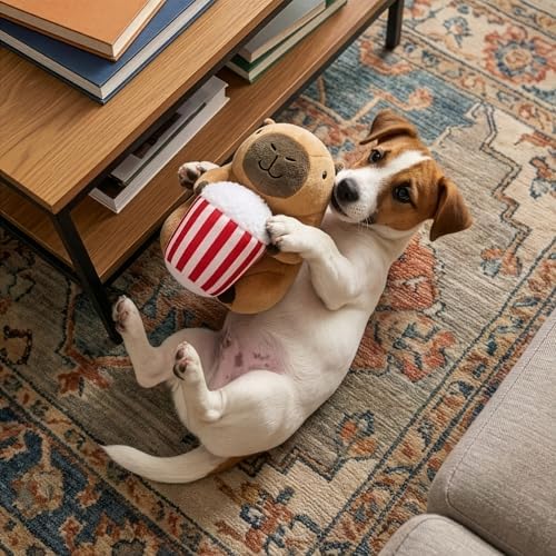 SPOT Capybara with Popcorn Plush Dog Toy, Soft Stuffed Squeaky & Crinkle Toy for Calm and Gentle Play, Adorable Capybara, for Light Chewers and Small Dogs, 8 Inch