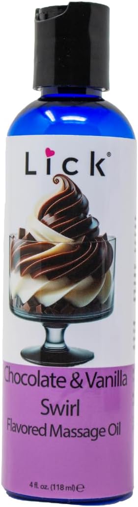 Lick Chocolate Vanilla Massage Oil – Classic Dessert Blend Edible Massage Oil with Vitamin E, Rich Smooth Texture for Couples Massage Experiences, 4 oz