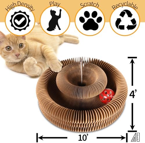 Interactive Cat Toy & Cardboard Cat Scratcher, Paw-Style Ball Track