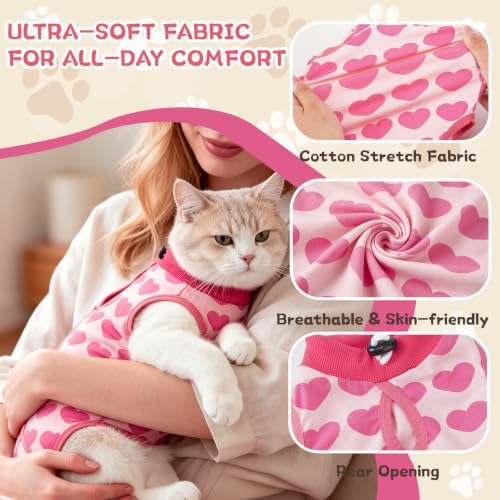 EMUST Cat Surgery Recovery Suit Female, Kitten Onesie for Abdominal Wounds