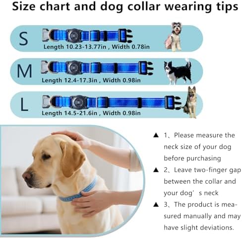 Tracking Collar for Dogs Waterproof Adjustable Air Tag Dog Collar Holder, Comfortable Dog Collars for Small Medium Large Dogs (Blue, S)