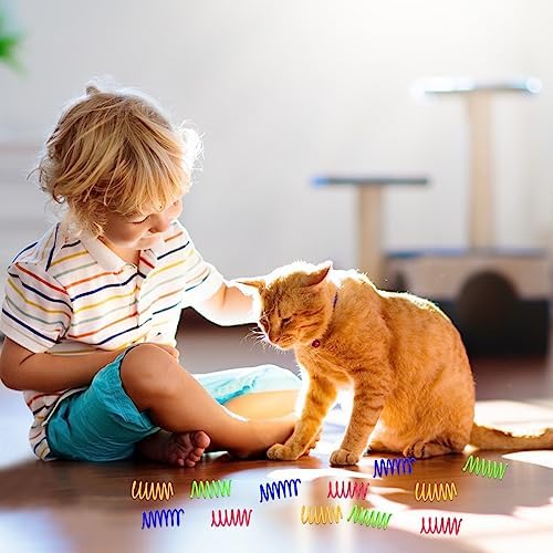 Andiker Spiral Cat Toy, 20pcs Interactive Elastic and Durable Coil Spring Toy for Indoor Cats, Relieves Boredom and Anxiety