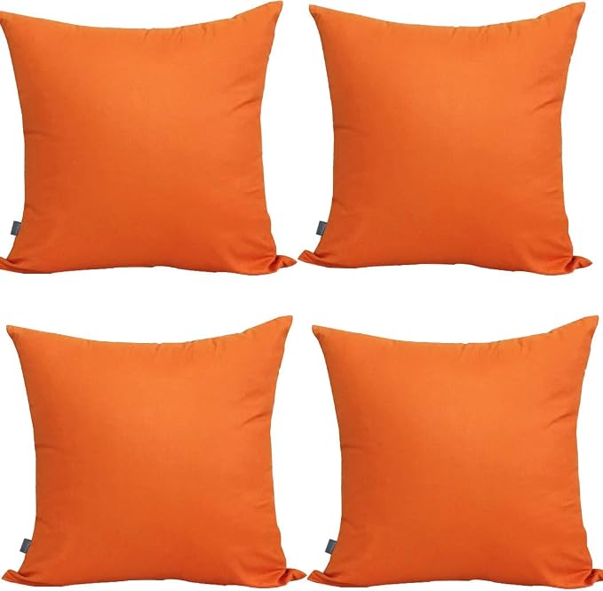 Thmyo 4-Pack 100% Cotton Comfortable Solid Decorative Throw Pillow Case Square Cushion Cover Pillowcase Sublimation Blank Pillow Covers Thanksgiving DIY Throw Pillowcase(20x20inch,Orange)