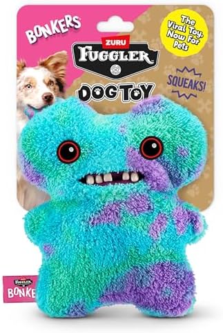 Bonkers Fuggler Gap Tooth Mcgoo Squeaky & Plush Dog Toy for Playtime, Blue, 8 inches