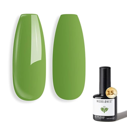 modelones Green Gel Polish Olive Green Gel Nail Polish Pistachio Nail Polish Spring Summer Soak Off LED Nail Art DIY Nail Manicure 15ML