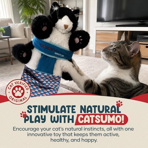 Wearable Cat Toy Wrestling Glove Puppet – Interactive Hand Mitt with Durable Protective Sleeve and Catnip - Play & Enrichment