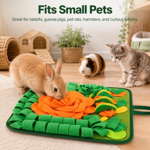 Rabbit Foraging Mat, Interactive Feed Game for Small Animals Toy, 17x17inch