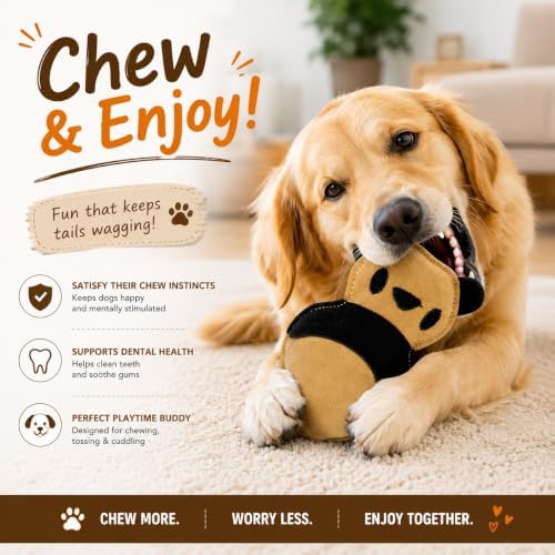 Natural Suede Leather Dog Chew Toy, Panda Shape Interactive Pet Toy for Adult Dogs and Puppies, Durable Design for Daily Chewing, Tug Play and Indoor Training Use