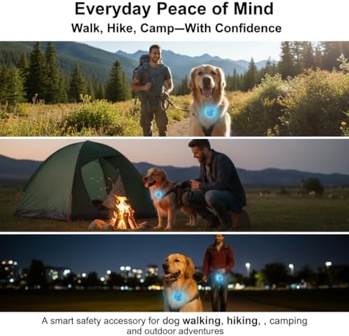 2-in-1 Dog Location Tracker Light Compatible with Apple Find My (iOS Only), Waterproof LED Dog Collar Light, 4 Light Modes, Dual Safety Protection, No Subscription (Green)