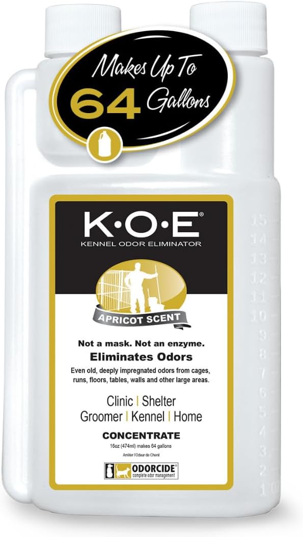 Odorcide K.O.E. Apricot Odor Eliminator 16 oz for Strong Odor for Cages, Runs & More – Home & Kennel w/Safe, Non-Enzymatic Formula