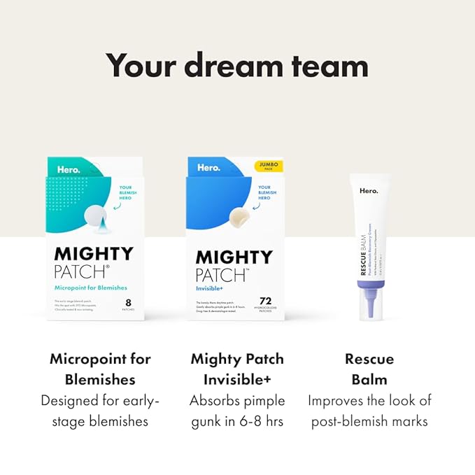 Mighty Patch™ Invisible+ Patch – The Barely-There Daytime Hydrocolloid Acne Pimple Patch for Covering Zits and Blemishes, Tapered Edges Designed to Blend Into Skin (72ct) (Pack of 2)