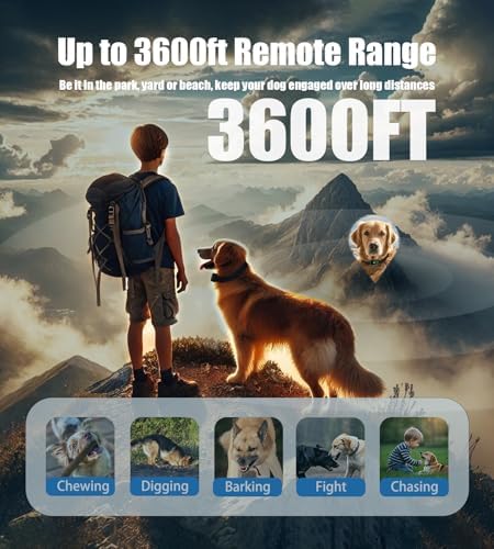 Dog Shock Collar 3600FT Dog Training Collar with Remote Innovative IPX7 Waterproof with 4 Training Modes,Vibration and Shock,Rechargeable E-Collar for All Breeds