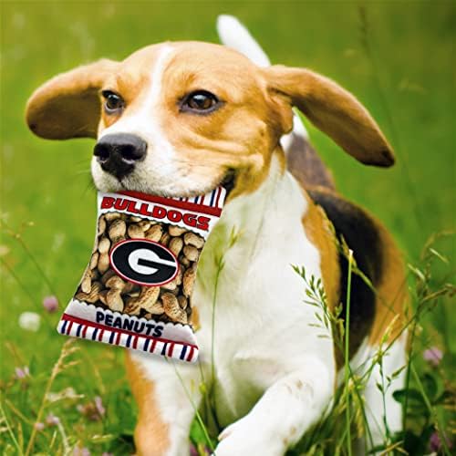 Pets First NCAA Georgia Bulldogs Crinkle FINE Plush Dog & CAT Squeak Toy - Cutest Stadium Peanuts Snack Plush Toy for Dogs & Cats with Inner Squeaker & Beautiful Baseball Team Name/Logo