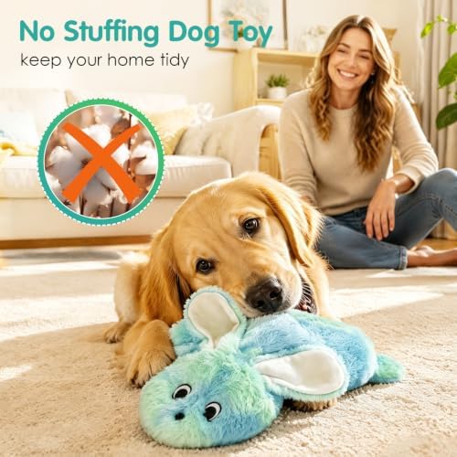 Fuufome Squeaky No Stuffing Dog Chew Toy, Interactive Crinkle Toy for Dogs