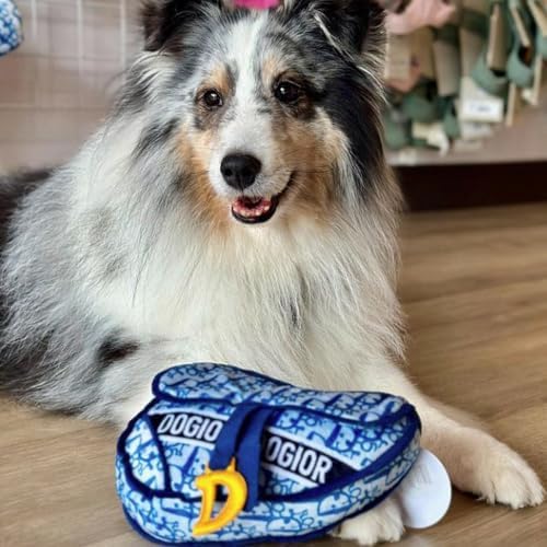 Haute Diggity Dog Dogior Saddle Bag Squeaky Plush Dog Toy, Navy