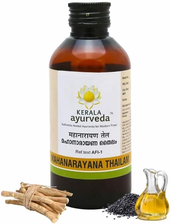 KeralaAyurveda Mahanarayana Thailam | Body Massage Oil for Full Body Relaxation, Joint Mobility & Muscle Relief | 58-Herb Til Oil Infusion for Massage | 200 ml/6.76 Fl Oz