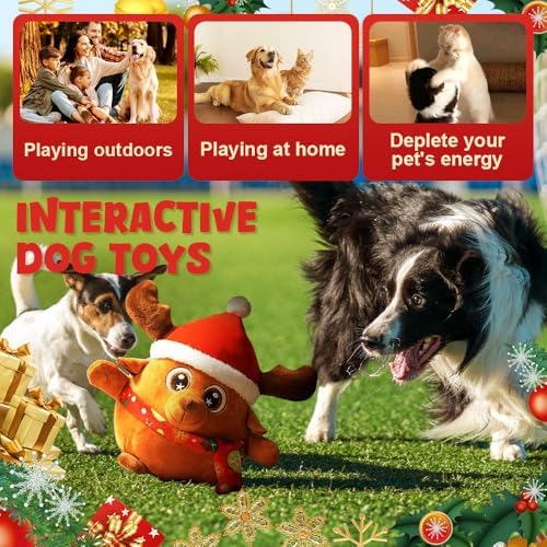 Interactive Dog Toys, 2025 New Active Moving Pet Plush Toy, Rechargeable Squeaky Dog Ball Toy with Talking Sound, Washable Cartoon Pig Plush Toy for Dogs Puppies (White)