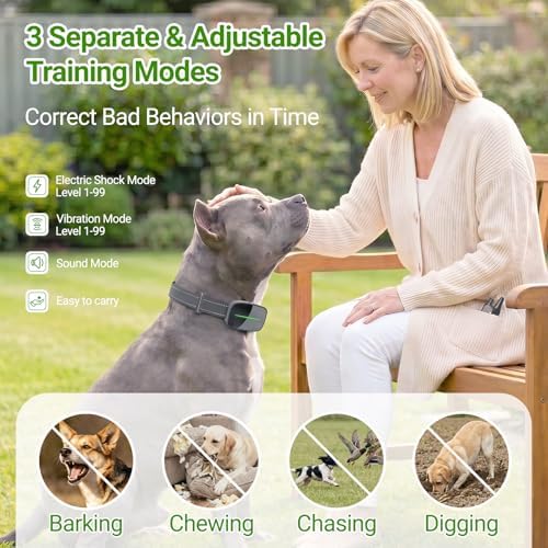 Shock Collar for Dogs（8-150Lbs,3300 ft Training Collar for Dogs,Ip67 Waterproof, Three Training Modes (1-99)，Security Lock