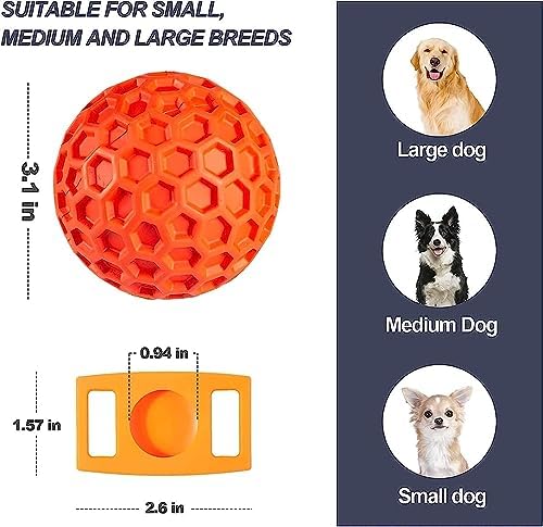 Squeaky Dog Balls, 2 Pack Indestructible Dog Toys for Aggressive Chewers Large/Medium Breed, Natural Rubber Interactive Chew Toys for Teeth Clean, Relieves Anxiety（Blue + Orange）
