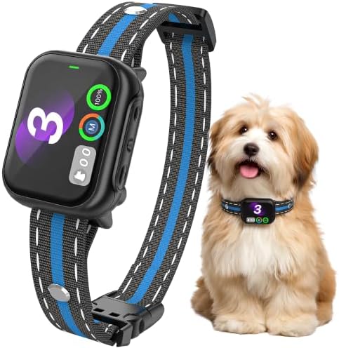 RPZ Automatic Dog Bark Collar for Small Medium Large Dogs 8-150 Lbs, Blue | Rechargeable, bark count tracking, 4 training modes, 3 sensitivity levels, IP67 waterproof, beep, vibration and shock