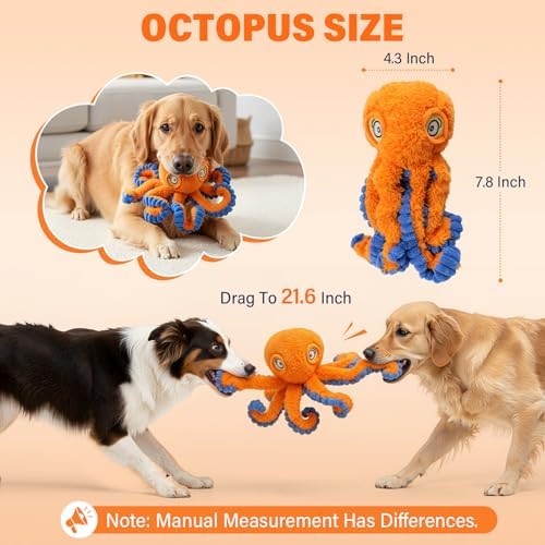 Interactive Octopus Dog Squeaky Toy - Plush Crinkle Tug & Chew
