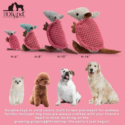 Hollypet Armadillo Squeaky Dog Toys for Medium Large Dogs, 10"