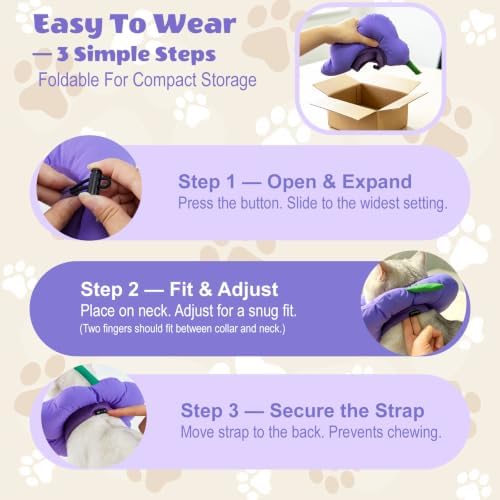 EMUST Soft Cat Cone for After Surgery, Recovery Collar for Kittens Purple