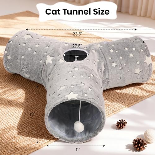 Tempcore 3-Way Cat Tunnel Toy, Collapsible, Self-Luminous Tube for Cats