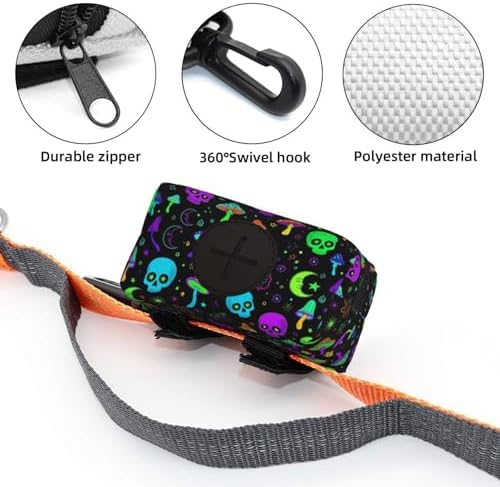 Dog Waste Bag Dispenser Trippy Moon Skulls Mushrooms Pets Poop Bag Dispenser for Leash Accessory