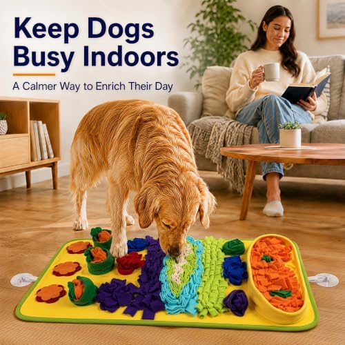 Snuffle Mat for Dogs – Extra Large 32'' x 20'', Washable Slow Feeder Dog Toy, Durable Interactive Dog Puzzle for Mental Stimulation & Nosework Training, with Anti-Slip Suction Cups