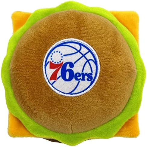 Pets First NBA Philadelphia 76ers Cheese Burger Plush Dog & CAT Squeak Toy - Cutest Stadium HAMBERGER Snack Plush Toy for Dogs & Cats with Inner Squeaker