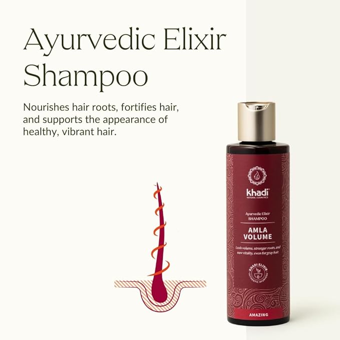 KHADI AMLA VOLUME Ayurvedic Shampoo - Powerful hair & volume through strong hair roots - 100% natural, vegan, silicone & sulfate-free - 6.7 fl oz