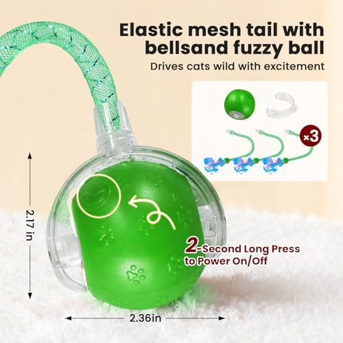 Rocfish Durable Interactive Cat Toys for Indoor Cats (Green, 03)