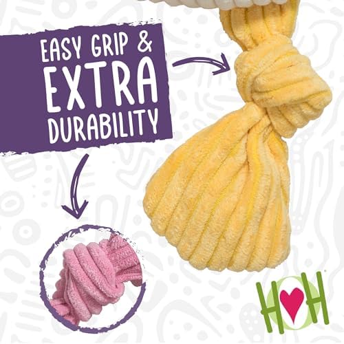 HuggleHounds Knottie Plush Dog Toy - Dog Stuffed Animal Toy, Puppy Toys, Squeaky Dog Toy for Small, Medium & Large Dogs, Durable Plush to Keep Them Busy - Reggie Racoon, Small