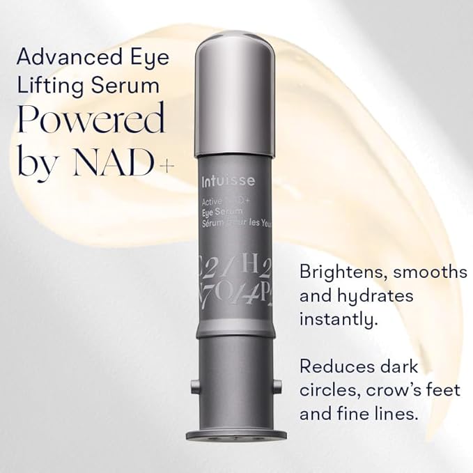 Active NAD+ Eye Serum – Dark Circles, Puffiness, Fine Lines – 5% NAD+, Four Hyaluronic Acids & Swiss Liposomal Delivery – Lifting and Firming Formula – 2 x 5ml – Refills