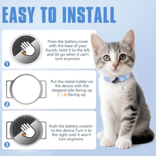 AirTag Cat Collar, Elastic Tracker Collar with Airtag Holder and Bell | Compatible with Apple Air Tag, Lightweight & Scratch Resistant, Adjustable Stepless GPS Pet Collar for Cats Kittens, Blue
