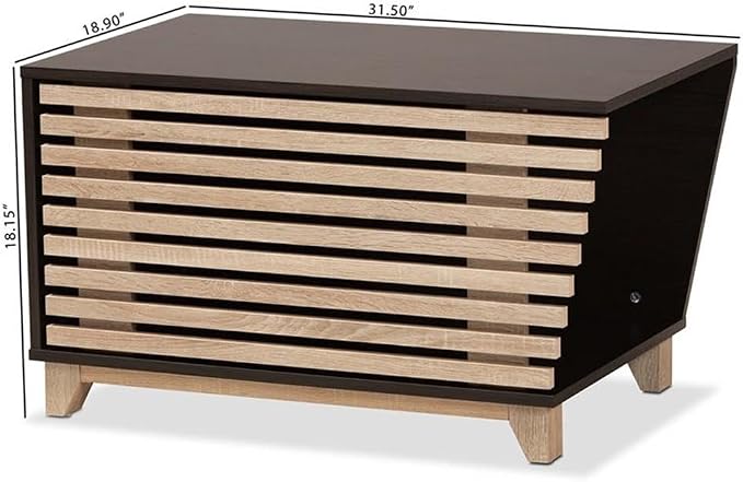 Baxton Studio Eckhart Modern and Contemporary Two-Tone Dark Brown and Oak Finished Wood Cat Litter Box Cover House