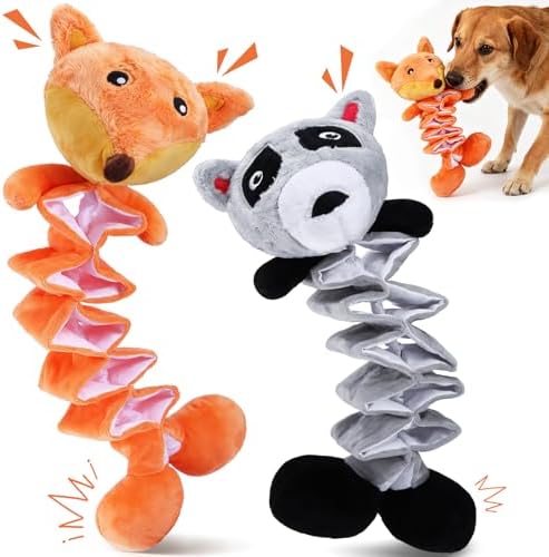 AWOOF Dog Squeaky Toys, No Stuffing Crinkle Plush Dog Toys